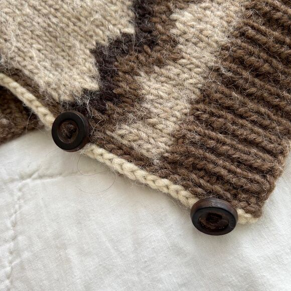 Vintage Icelandic Wool Fair Isle Brown Knit Cardigan Sweater Small Medium Womens - Picture 5 of 6